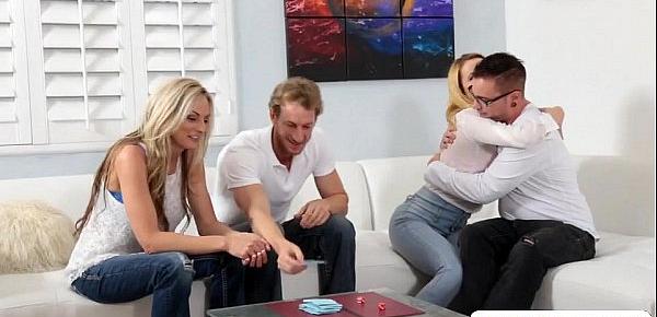  Blonde ladies shared weird family stroking pussies in foursome scandalous way
